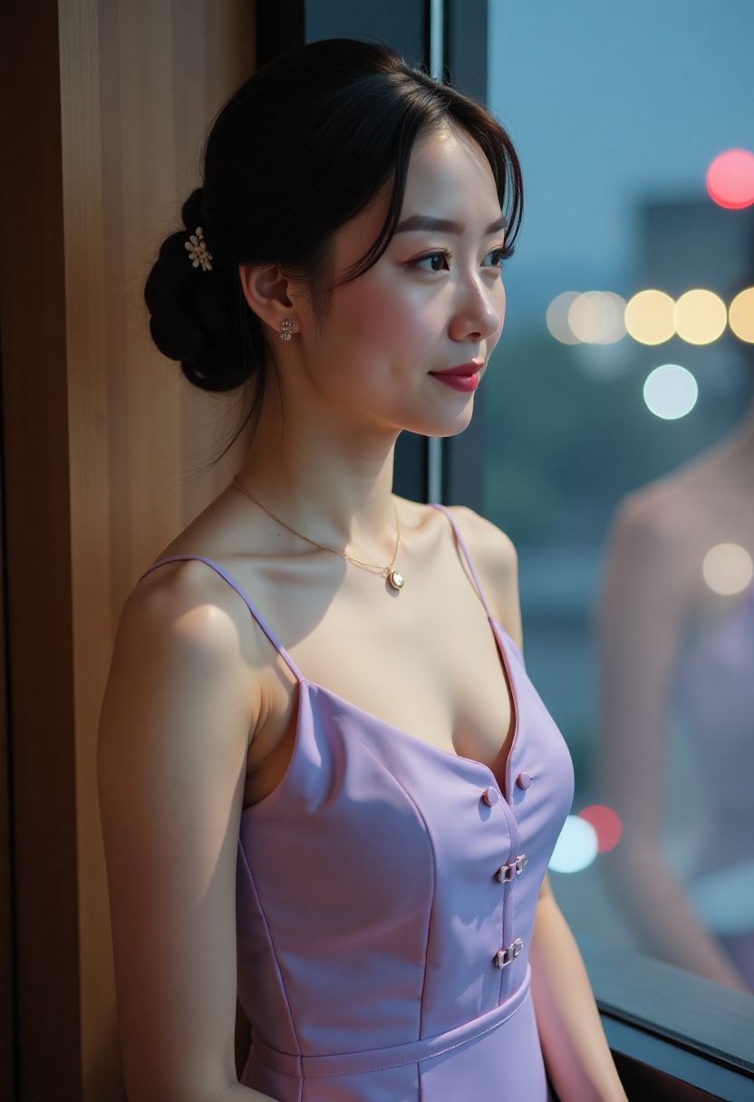 两人在街巷雨棚下交谈